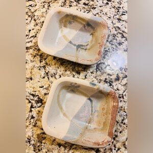 Handmade pottery dishes - about 6x4